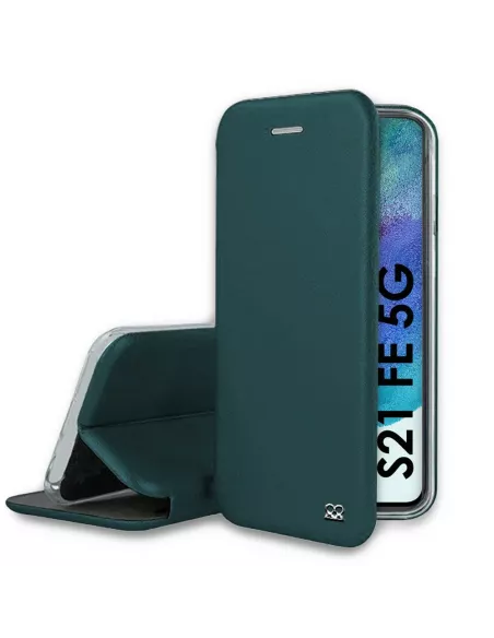 Samsung Galaxy S21 FE Folio Clam Leather Case - Sequoia Green | Ibroz