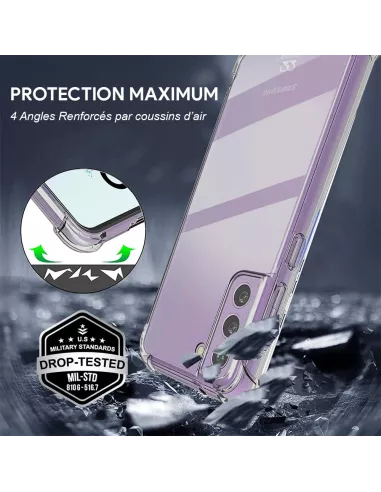 Samsung Galaxy S21 FE Pack Coque antichocs + Protection Ecran 9H - ...