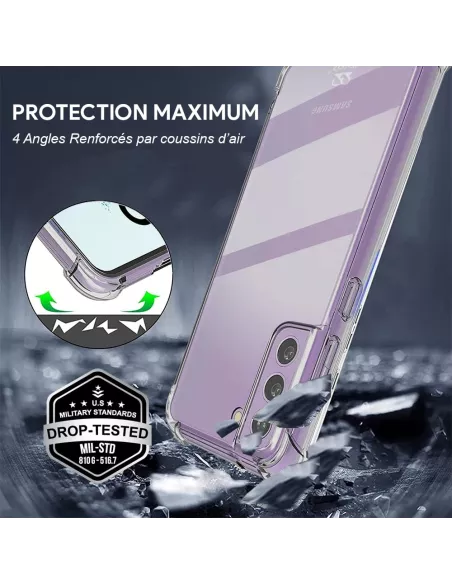 Samsung Galaxy S21 FE Pack Coque antichocs + Protection Ecran 9H - ...