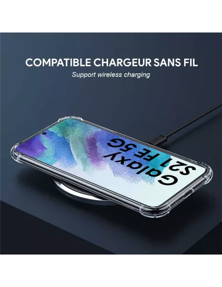 Samsung Galaxy S21 FE Pack Coque antichocs + Protection Ecran 9H - ...