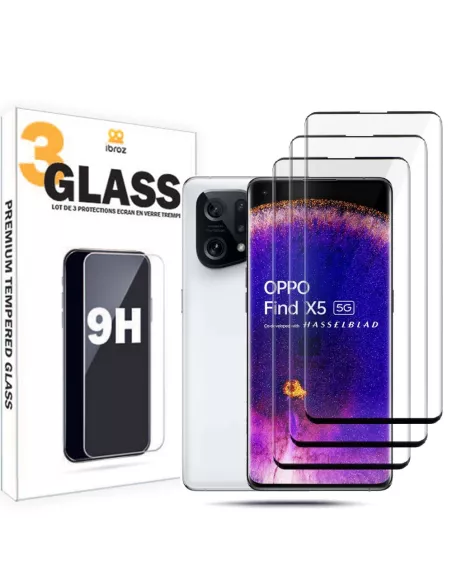 Set of 3 edge-to-edge screen protectors for Oppo Find X5 in t...