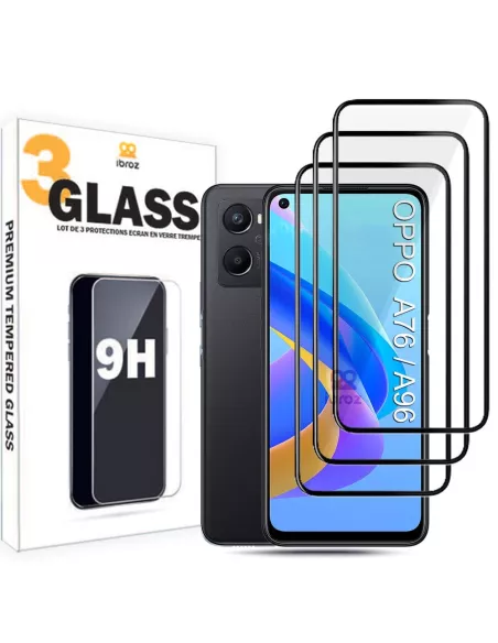 Lot de 3 Protections écran bord à bord pour Oppo A76-A96 en verre t...