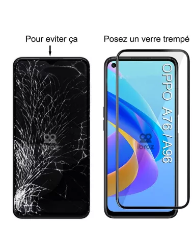 Lot de 3 Protections écran bord à bord pour Oppo A76-A96 en verre t...