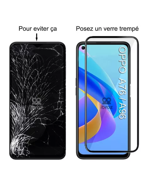 Lot de 3 Protections écran bord à bord pour Oppo A76-A96 en verre t...