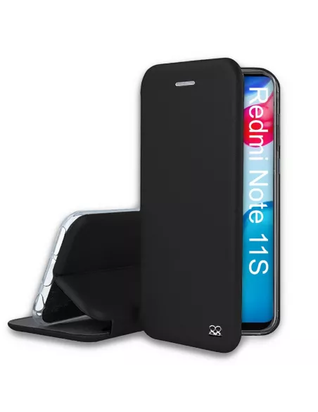 Xiaomi Redmi Note 11-11s Leather Case Folio Clam - Black | Ibroz