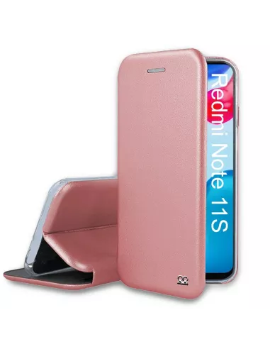 Xiaomi Redmi Note 11-11s Leather Case Folio Clam - Pink gold | Ibroz