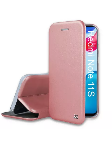 Xiaomi Redmi Note 11-11s Etui Cuir Folio Clam - Rose gold | Ibroz