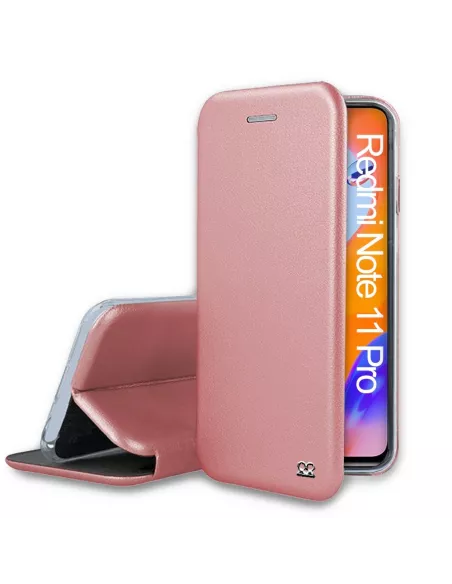 Xiaomi Redmi Note 11 Pro Etui Cuir Folio Clam - Rose gold | Ibroz