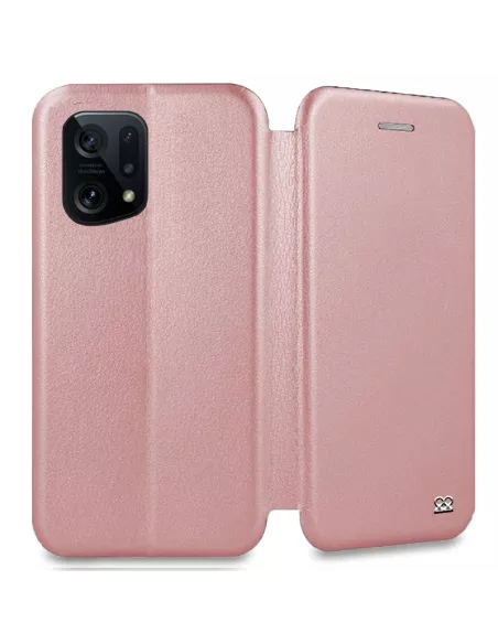 Oppo Find X5 Leather Case Folio Clam - Pink gold | Ibroz