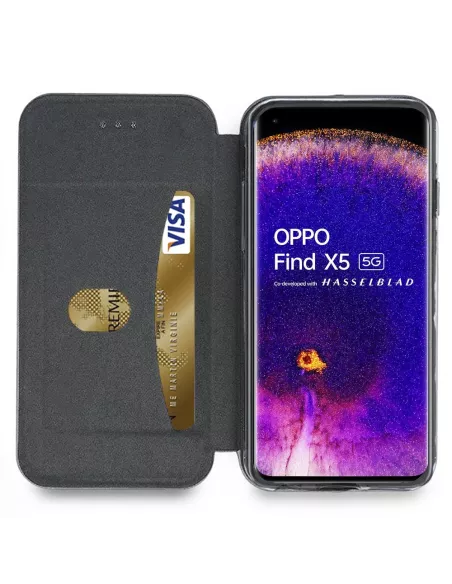 Oppo Find X5 Etui Cuir Folio Clam - Rose gold | Ibroz
