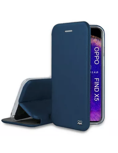 Oppo Find X5 Etui Cuir Folio Clam - Bleu cosmos | Ibroz