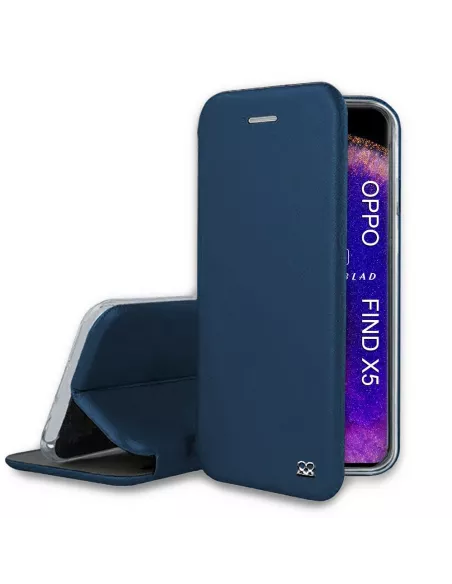 Oppo Find X5 Etui Cuir Folio Clam - Bleu cosmos | Ibroz