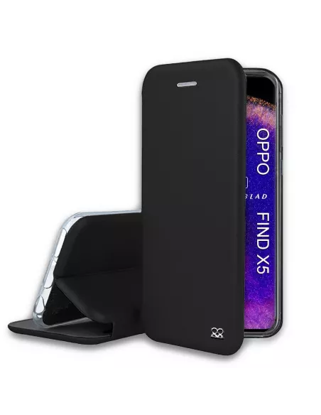 Oppo Find X5 Etui Cuir Folio Clam - Noir | Ibroz