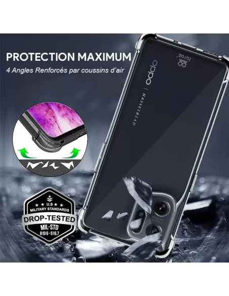Oppo Find X5 Pack Coque Antichoc + Protection Ecran 9H - Transparen...