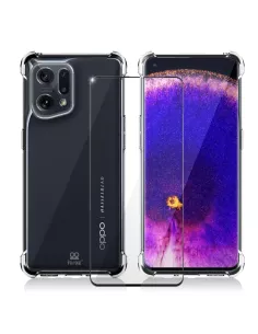 Oppo Find X5 Shockproof Case + 9H Screen Protector Pack - Transparent...