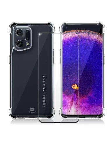 Oppo Find X5 Pack Coque Antichoc + Protection Ecran 9H - Transparen...
