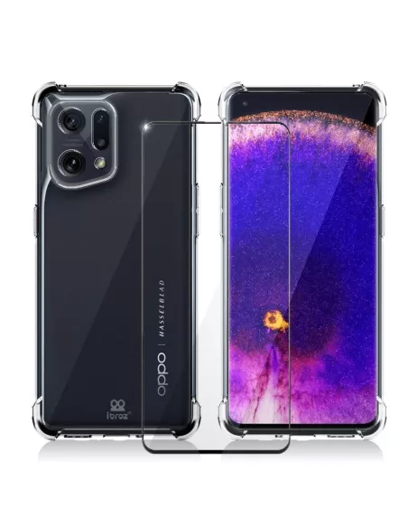 Oppo Find X5 Shockproof Case + 9H Screen Protector Pack - Transparent...