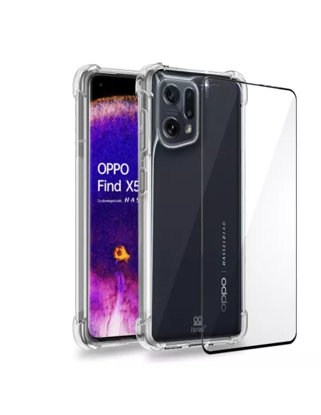 Oppo Find X5 Shockproof Case + 9H Screen Protector Pack - Transparent...