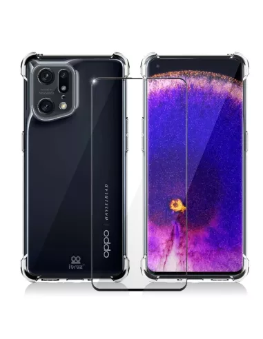 Oppo Find X5 Pro Shockproof Case + 9H Screen Protector Pack - Transp...