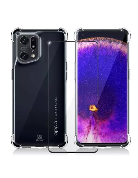 Oppo Find X5 Pro Shockproof Case + 9H Screen Protector Pack - Transp...