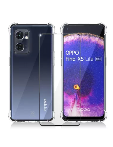 Oppo Find X5 Lite Pack Coque Antichoc + Protection Ecran 9H - Trans...