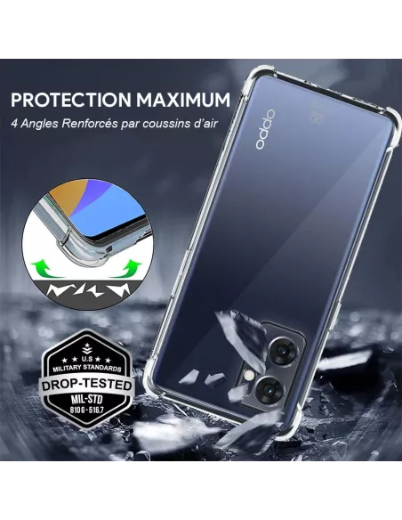 Oppo Find X5 Lite Pack Coque Antichoc + Protection Ecran 9H - Trans...