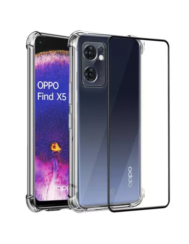 Oppo Find X5 Lite Pack Coque Antichoc + Protection Ecran 9H - Trans...