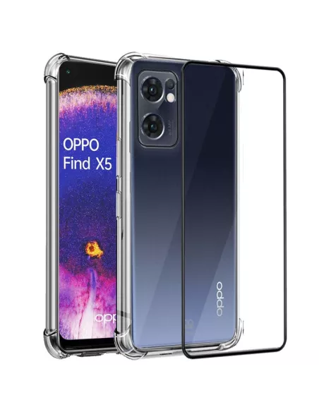 Oppo Find X5 Lite Pack Coque Antichoc + Protection Ecran 9H - Trans...