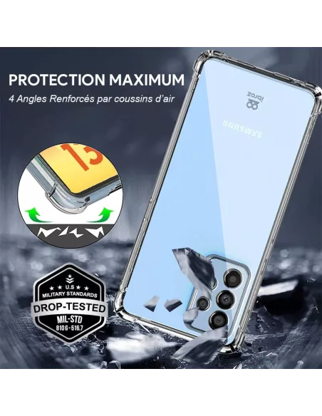Samsung Galaxy A53 Pack Coque Antichoc + Protection Ecran 9H - Tran...