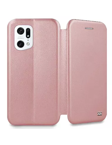 Oppo Find X5 Pro Leather Case Folio Clam - Pink gold | Ibroz