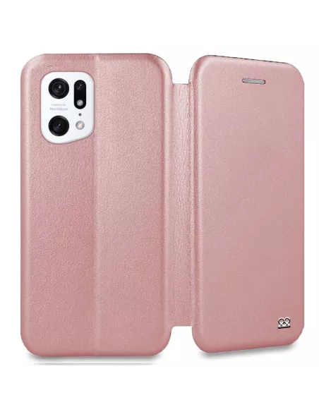 Oppo Find X5 Pro Leather Case Folio Clam - Pink gold | Ibroz