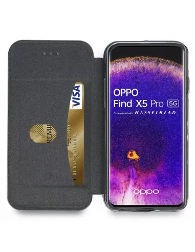 Oppo Find X5 Pro Leather Case Folio Clam - Cosmos Blue | Ibroz