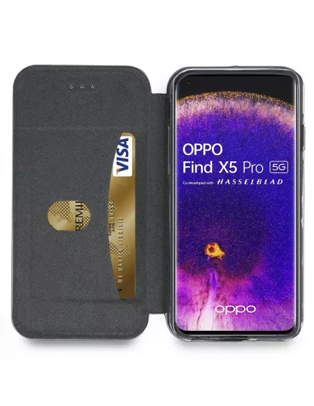 Oppo Find X5 Pro Leather Case Folio Clam - Cosmos Blue | Ibroz
