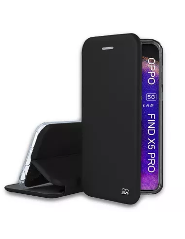 Oppo Find X5 Pro Leather Case Folio Clam - Black | Ibroz