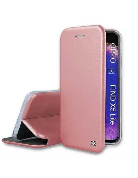 Oppo Find X5 Lite Etui Cuir Folio Clam - Rose gold | Ibroz