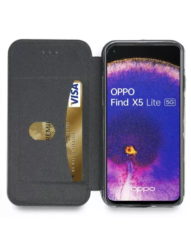 Oppo Find X5 Lite Etui Cuir Folio Clam - Bleu cosmos | Ibroz