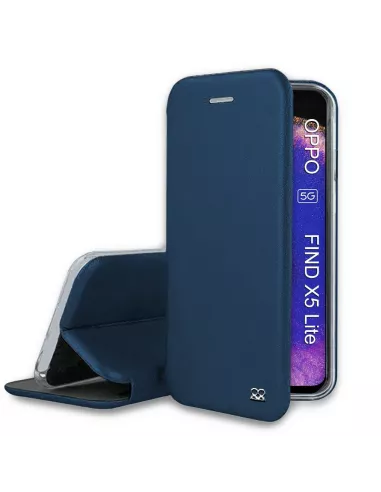 Oppo Find X5 Lite Etui Cuir Folio Clam - Bleu cosmos | Ibroz