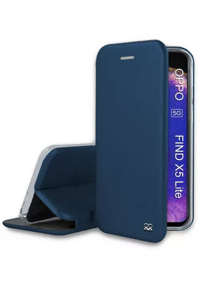 Oppo Find X5 Lite Etui Cuir Folio Clam - Bleu cosmos | Ibroz
