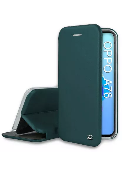 Oppo A76 Folio Clam Leather Case - Sequoia Green | Ibroz