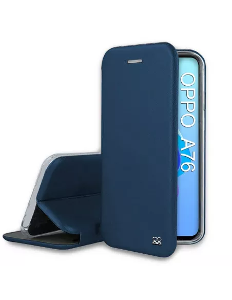Oppo A76 Folio Clam Leather Case - Cosmos Blue | Ibroz
