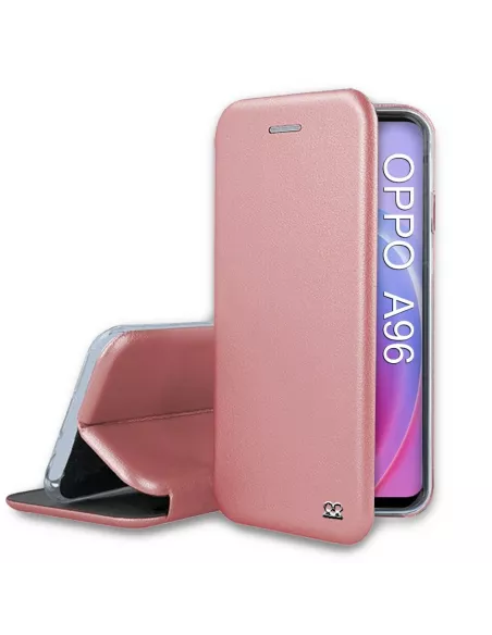 Oppo A96 Folio Clam Leather Case - Pink gold | Ibroz