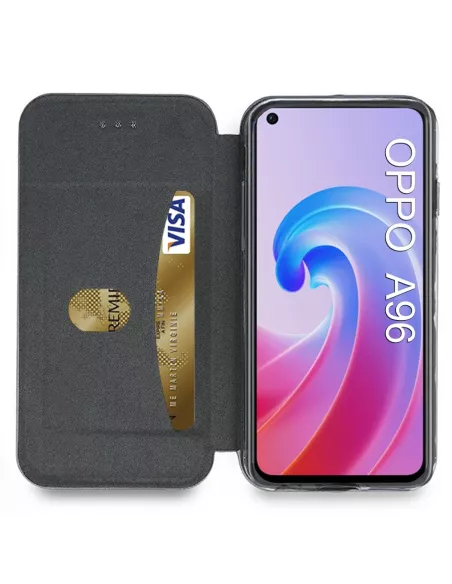 Oppo A96 Etui Cuir Folio Clam - Bleu cosmos | Ibroz