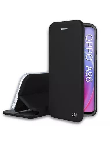 Oppo A96 Folio Clam Leather Case - Black | Ibroz
