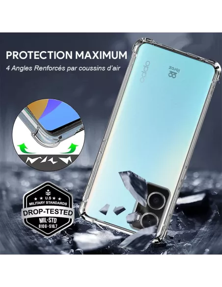 Oppo A76 Pack Coque Antichoc + Protection Ecran 9H - Transparent | ...