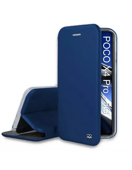 Xiaomi Poco X4 Pro (5G) Etui Cuir Folio Clam - Bleu cosmos | Ibroz