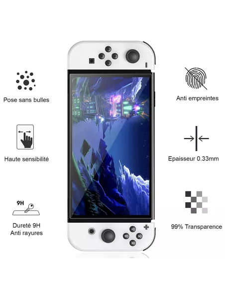 Premium screen protector (x2) in tempered glass 9H Nintendo Switch OL...