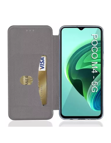 Xiaomi Poco M4 (5G) Etui Cuir Folio Clam - Bleu cosmos | Ibroz