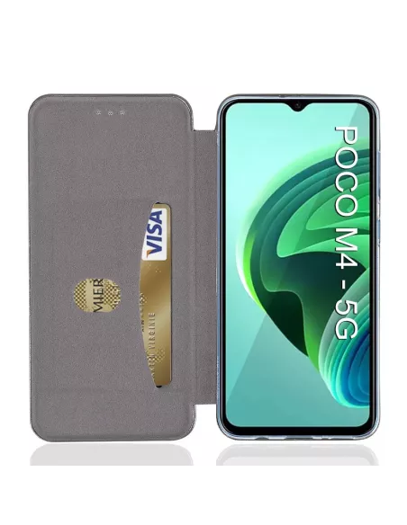 Xiaomi Poco M4 (5G) Etui Cuir Folio Clam - Bleu cosmos | Ibroz