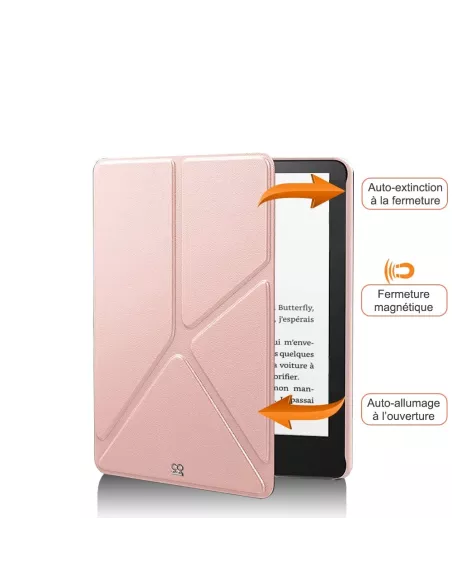 Amazon Kindle 6" (10ème Gén) Etui Cuir Origami - Rose gold | Ibroz