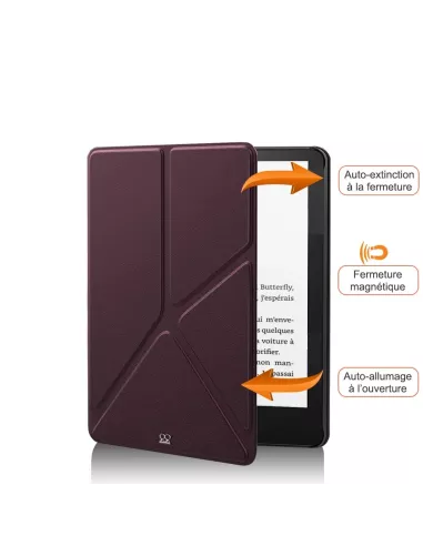 Amazon Kindle 6" (10ème Gén) Etui Cuir Origami - Bordeaux | Ibroz